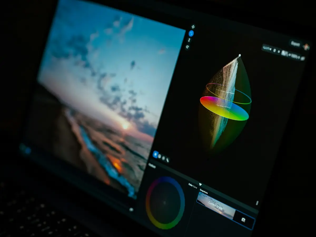 Tela de computador com software de edição de fotos
